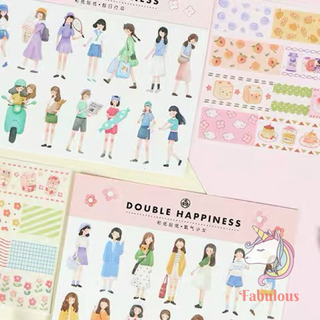 Sticker trang trí sổ cute set 2 tấm