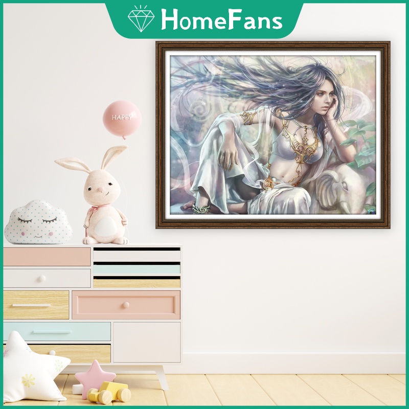Bộ Tranh Đính Đá 5D Tự Làm 40x50cm Hình Cô Gái Anime Trang Trí Nhà Cửa