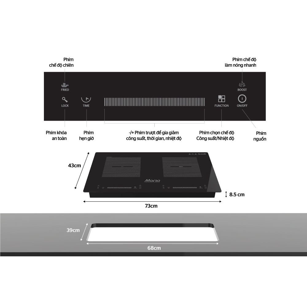 BẾP ĐÔI ĐIỆN TỪ SUNHOUSE MAMA MMB888DI , Bảo hành chính hãng 3 năm.
