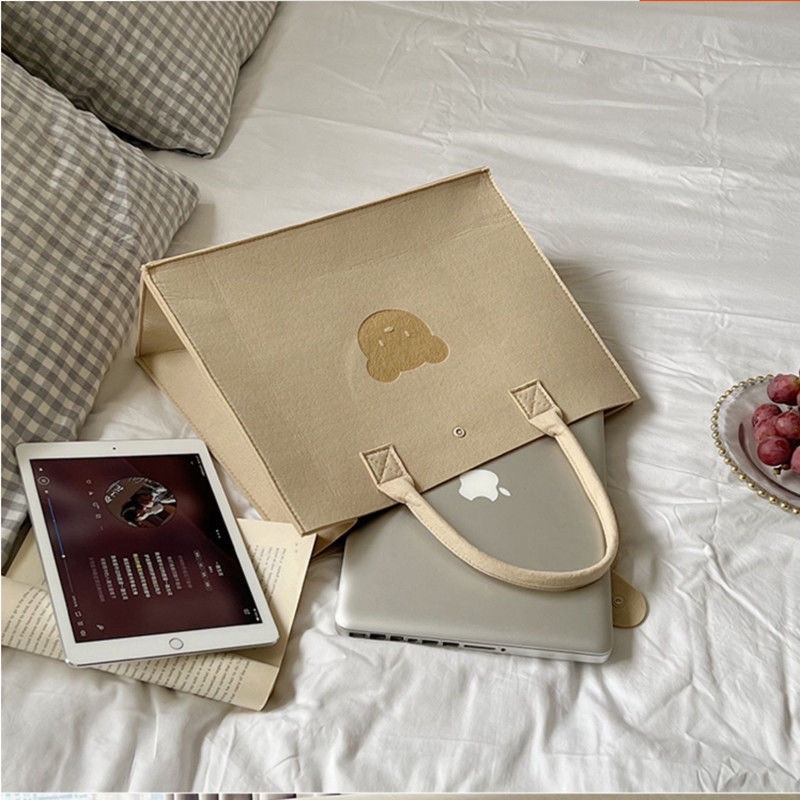 Túi Nỉ Xách Tay Đa Năng Hoạ Tiết Gấu Đáng Yêu Cho Các Mom