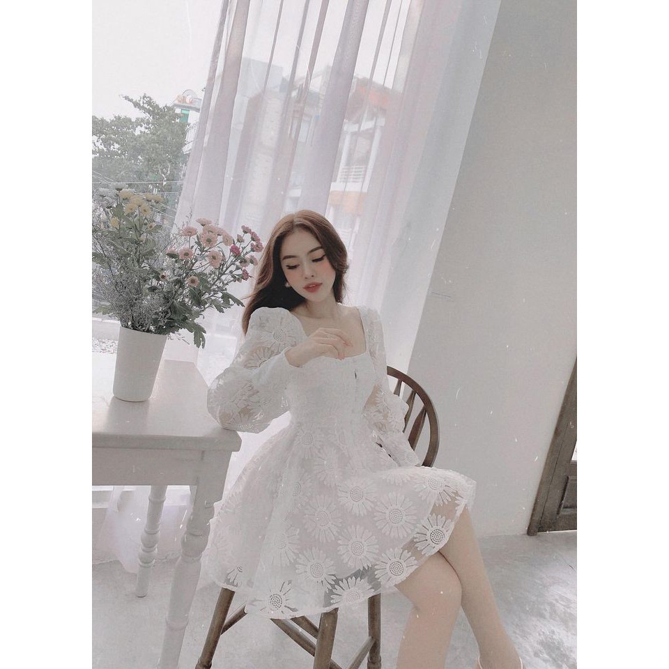 Đầm dự tiệc ren trắng dáng xòe cực hot - Maya dress RE