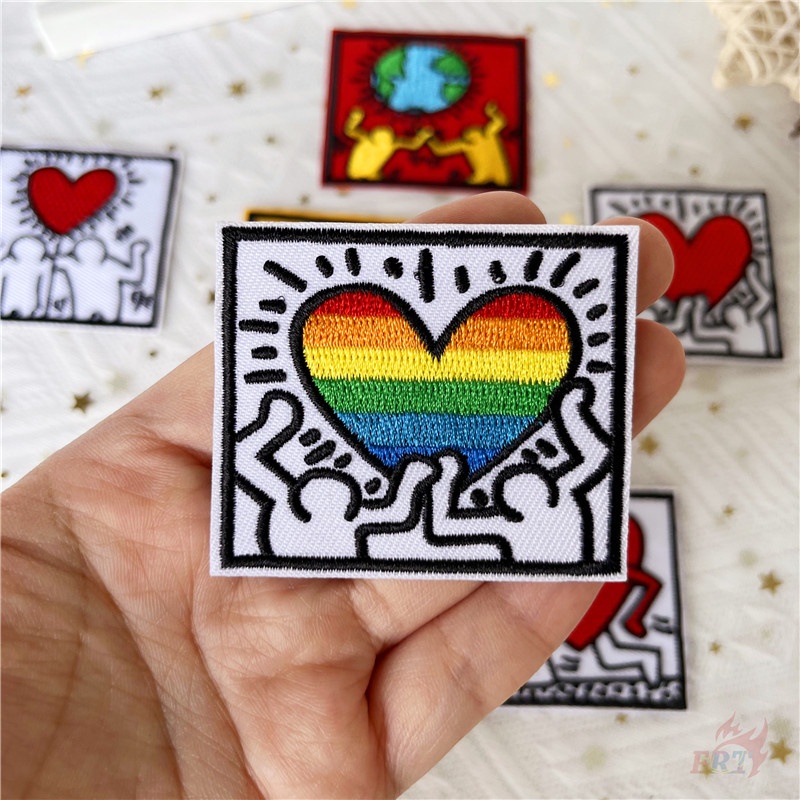 ☸ Keith Miếng Dán Ủi Quần Áo Họa Tiết Graffiti ☸ 1 Sticker Ủi Thêu Hình Huy Hiệu