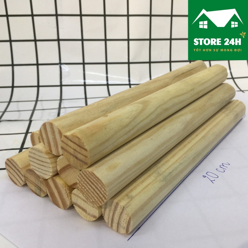 Cây gỗ thông tròn, đường kính 20mm, phụ kiện làm macrame, nhiều kích thước đa dạng, dễ lựa chọn, giá tốt