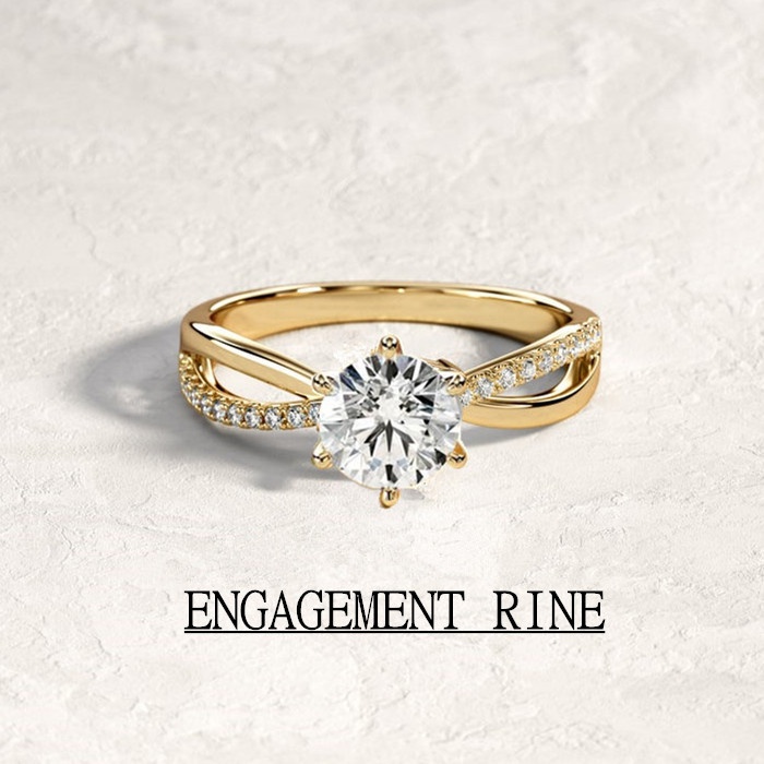 Nhẫn Đính Hôn 1 Carat Moissanite Và 0.13ct Vàng Trắng 14K Đính Kim Cương Tự Nhiên