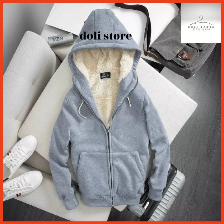 Áo khoác nỉ lót lông,áo hoodie nam nữ unisex 5 màu thời trang mặc đẹp chuẩn form dáng, thời trang DOLI STORE1