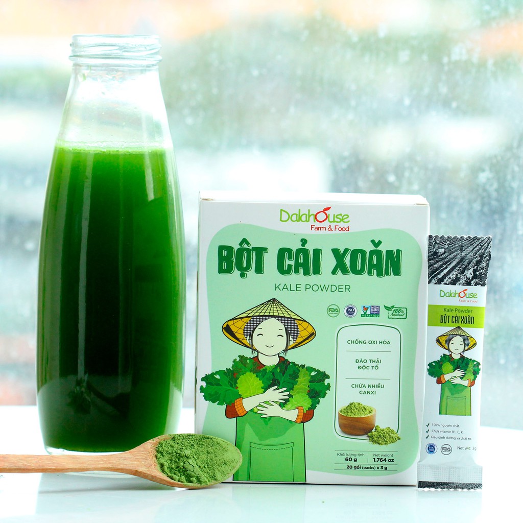 Bột Cải Xoăn Kale Sấy Lạnh Nguyên Chất Dalahouse 60g (20 gói x 3g)