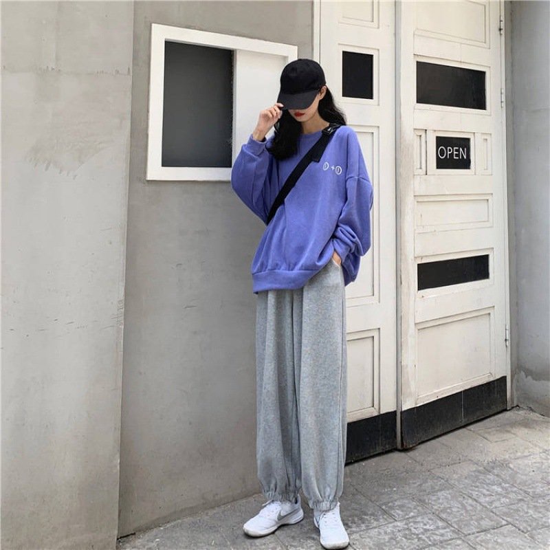 Quần Jogger Nữ Ống Rộng Thể Thao Cao Cấp Phong Cách Hàn Quốc