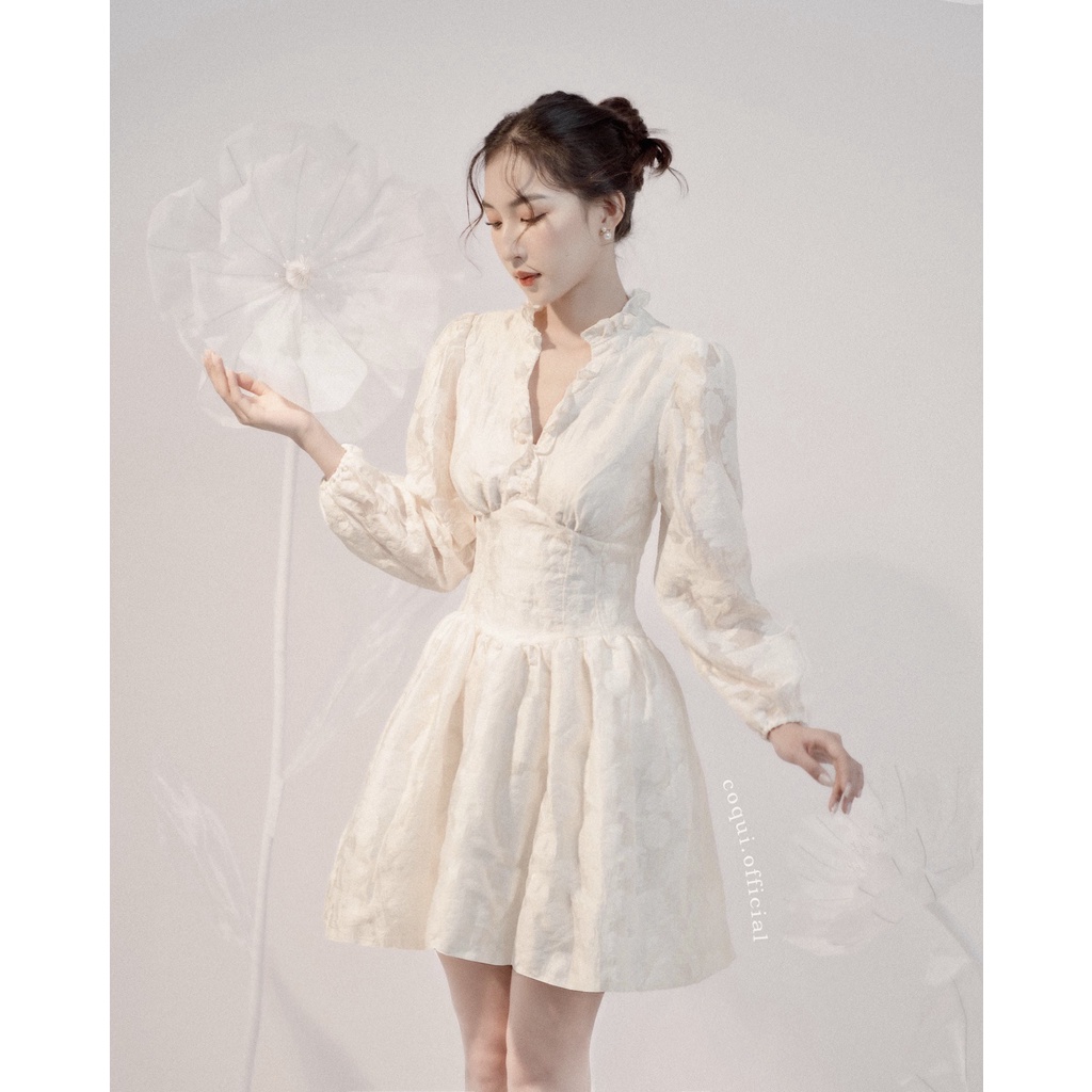 COQUI - Đầm xoè tay phồng dài xẻ cổ - Amy Dress