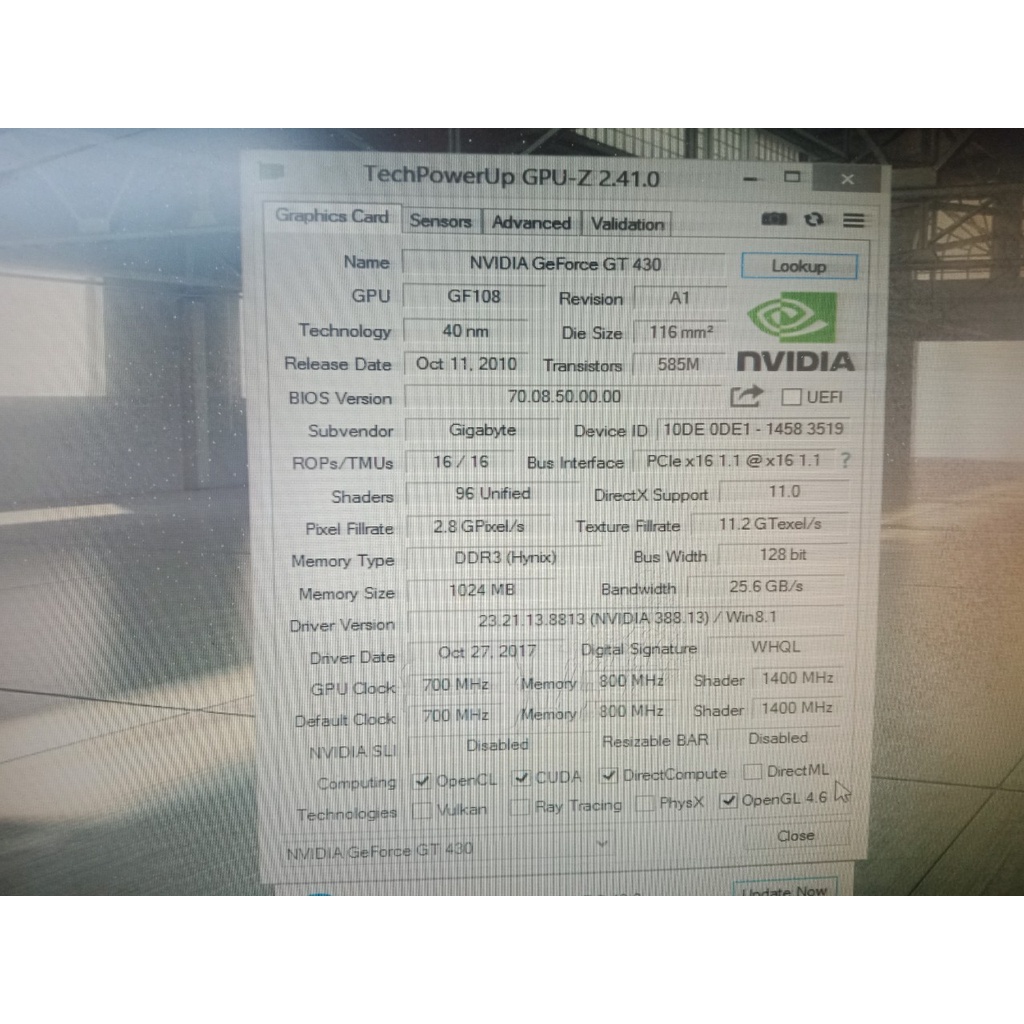 VGA GIGA GT430 1G D3