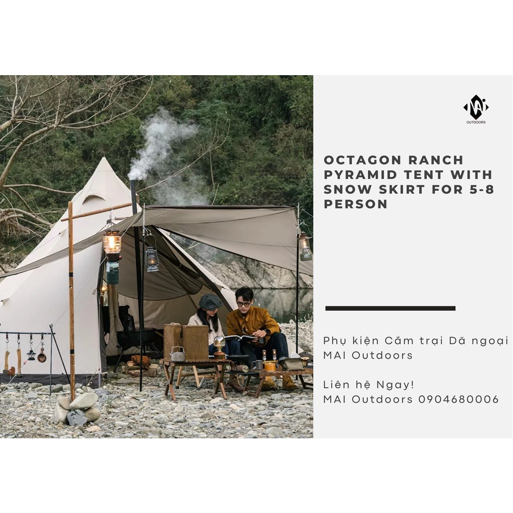 Lều kim tự tháp 5-8 người hình bát giác với ống khói Naturehike NH20ZP014