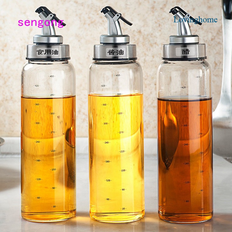 Bình đựng dầu/giấm bằng thủy tinh chống rò rỉ tiện dụng cho nhà bếp