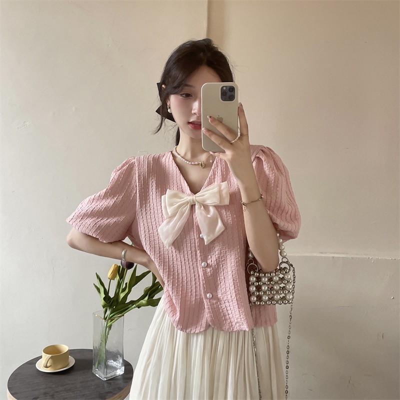 Áo Croptop Tay Phồng Ngắn Thời Trang Mùa Hè Pháp Cho Nữ Hot Trend Hàng Loại 1