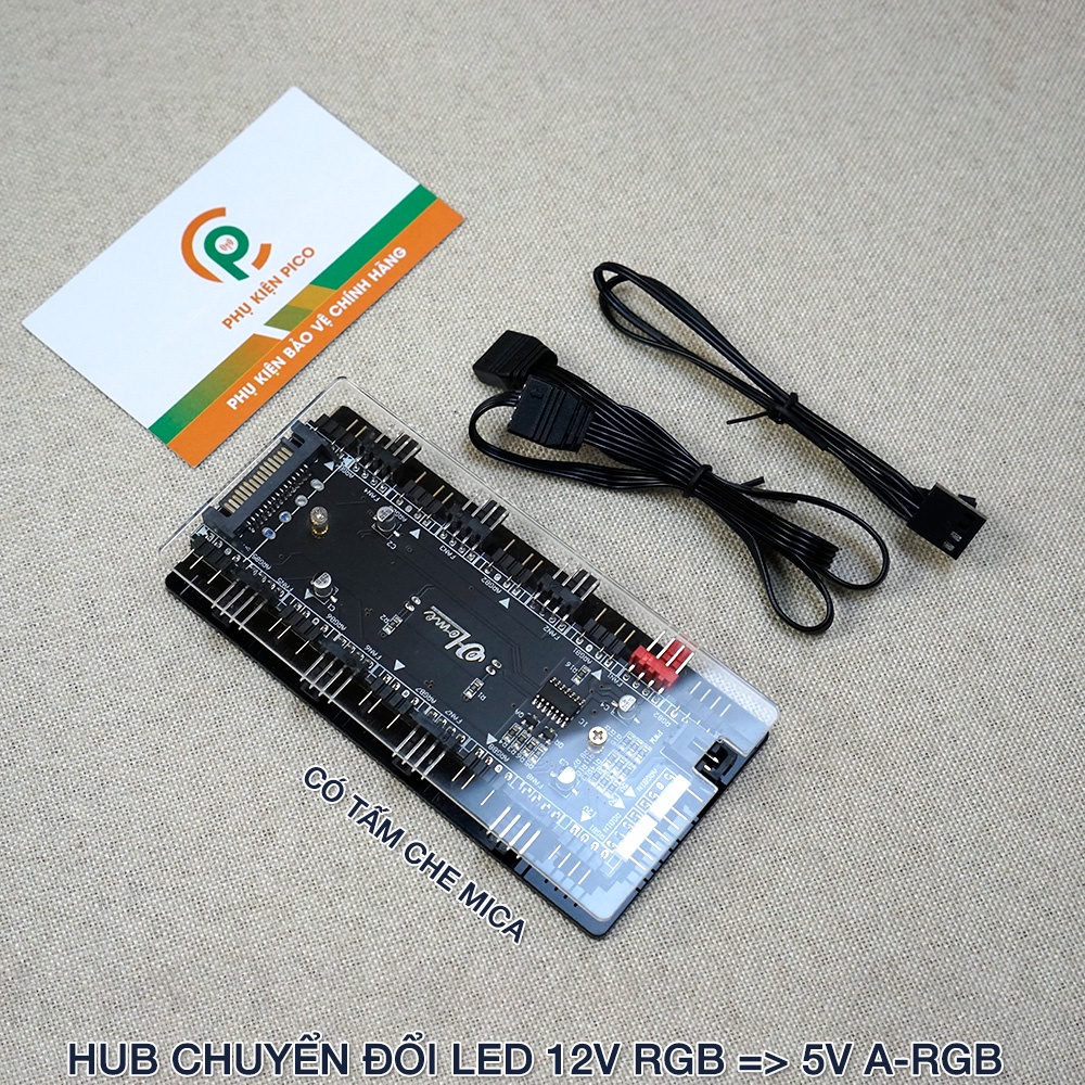 Bộ chuyển đổi LED 5V ARGB 12V RGB PWM 8 cổng - Fan Hub chuyển đổi 12V RGB về 5V ARGB PWM tích hợp