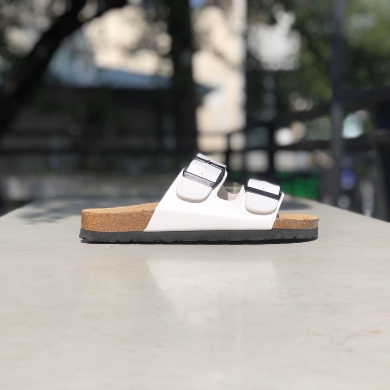 DÉP ĐẾ TRẤU QUAI NGANG INOX  - DÉP QUAI NGANG ĐẾ BẰNG CAO 3 PHÂN - TRẮNG - ĐEN  - CR60