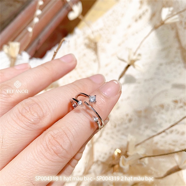Nhẫn nữ hở bạc 925 Eleanor Accessories phụ kiện trang sức đính đá đơn giản