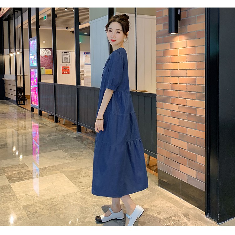 Đầm Maxi Tay Ngắn Dáng Rộng Plus Size Cho Phụ Nữ Mang Thai Size M-2Xl