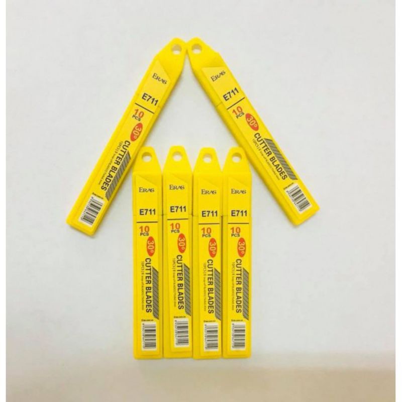 HỘP 10 LƯỠI DAO RỌC GIẤY NHỎ 30⁰ ERAS - BỘ 10 DAO CẮT GIẤY E711 - CUTTER BLADES 30⁰