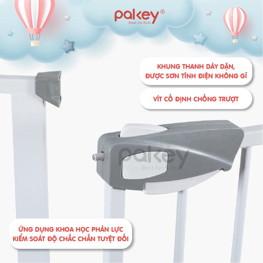 Thanh chắn cầu thang, thanh chắn cửa loại dày to PAKEY Không Cần Khoan Tường cao tới 79cm an toàn cho bé