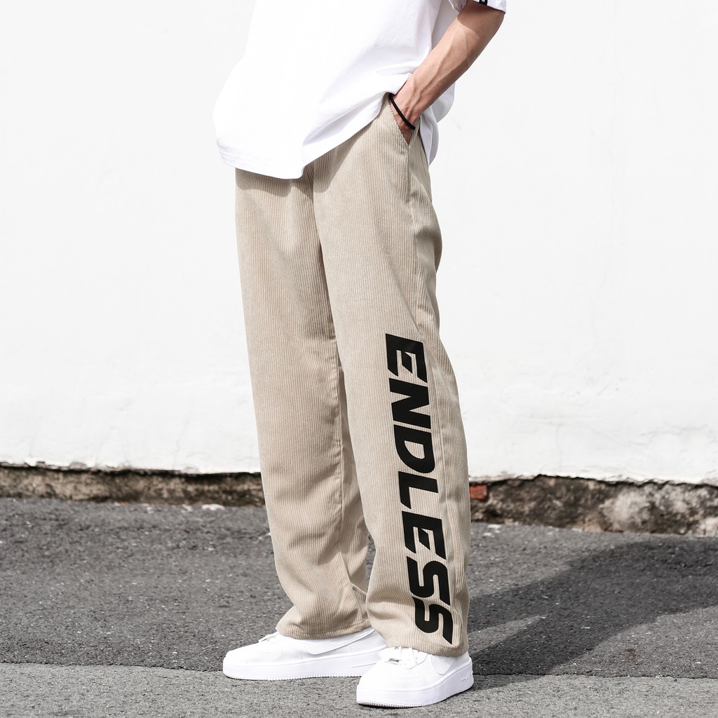 Quần Dài Ống Rộng EndLess Vải Nhung Form Ống Suông Unisex Chất Liệu Ticke Màu Tan