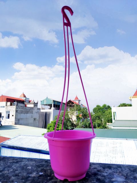 Chậu treo tròn trồng hoa, cây cảnh kèm dây treo hàng loại 1.