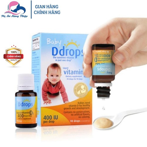 Baby Ddrops Vitamin D3 ddrop cho trẻ sơ sinh - 90 giọt Mỹ