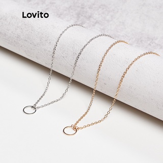 Vòng cổ Lovito mặt nhẫn kim loại khắc chữ A07010 c thumbnail