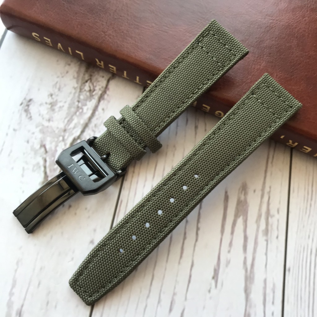 Vòng Đeo Tay Vải Da Phối canvas Chống Thấm Nước 20mm 21mm 22mm