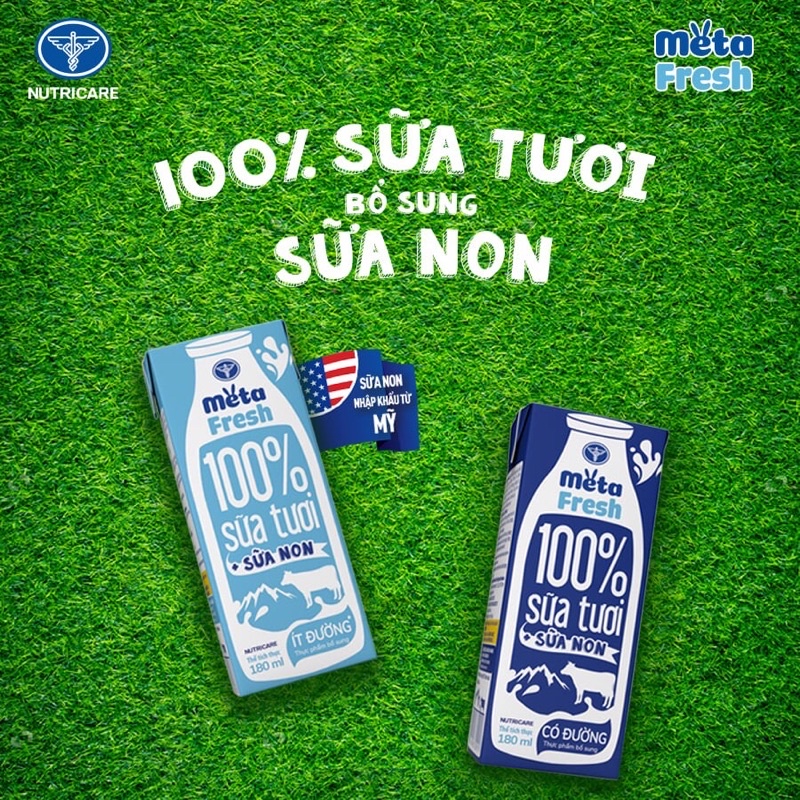 Thùng sữa tươi chứa sữa non Nutricare Meta FRESH ít đường