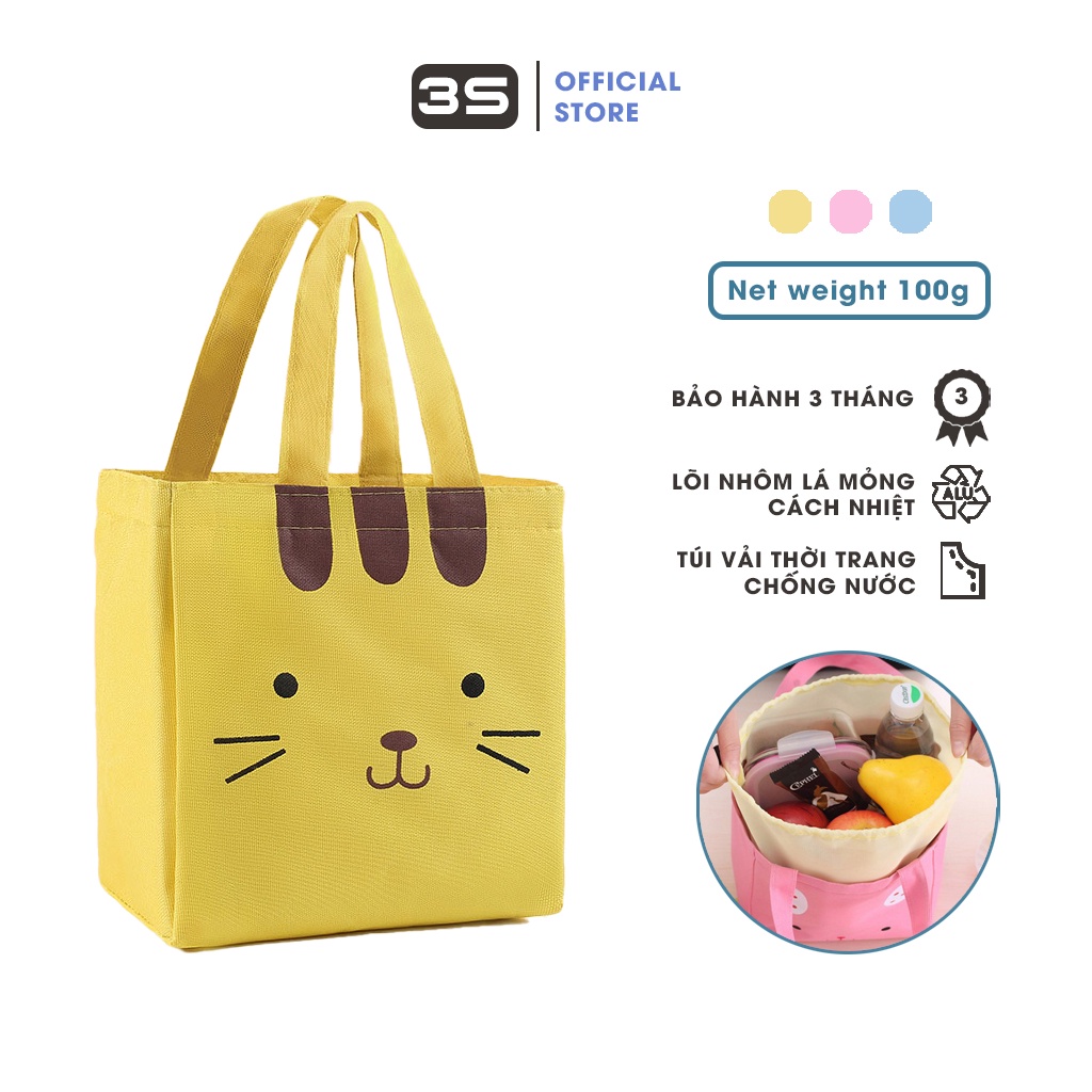 Túi đựng hộp cơm giữ nhiệt chống sốc, chống thấm nước, Túi vải đựng cơm hình thú dễ thương