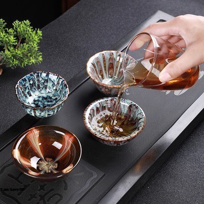 Chén trà men hỏa biến chén thiên mục phụ kiện bàn trà