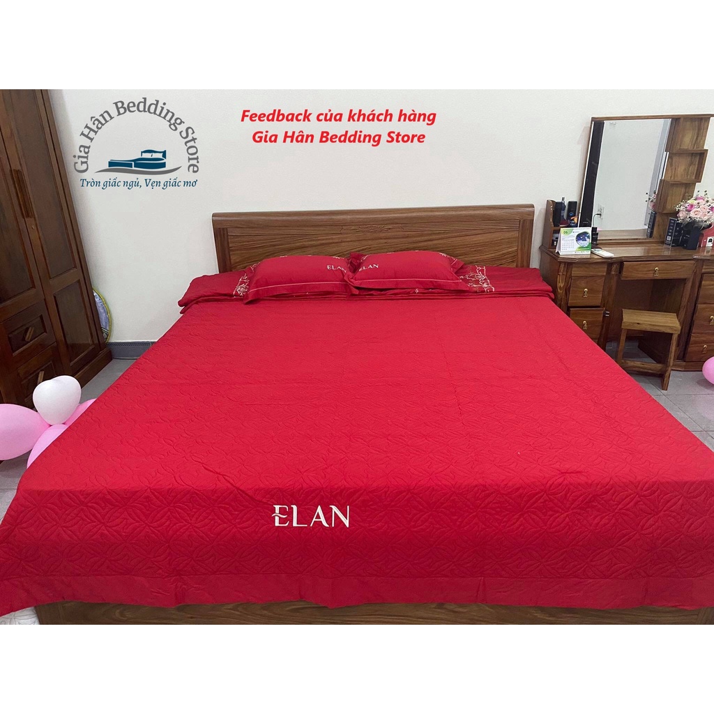 Ga Bộ ELAN Tence Lụa Thêu- Chăn ga cưới 2021 (Set 8 món) Cotton 100%