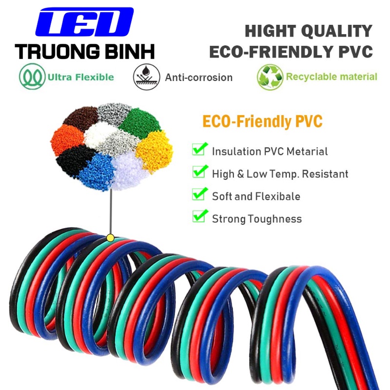 DÂY ĐIỆN 4 LÕI MẠ THIẾC SM4PIN DÀNH CHO LED RGB 7 MÀU VÀ LED FULL MÀU 4PIN