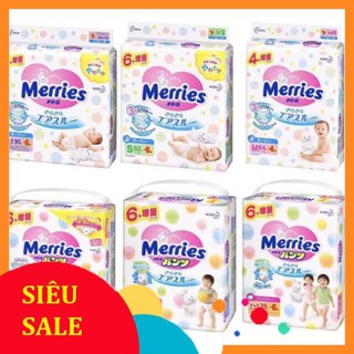 Bỉm Merries nội địa Nhật tã dán/quần NB96/S88/M64+4/M58+6/L58/L44+6/Xl38+6/Xxl26+2