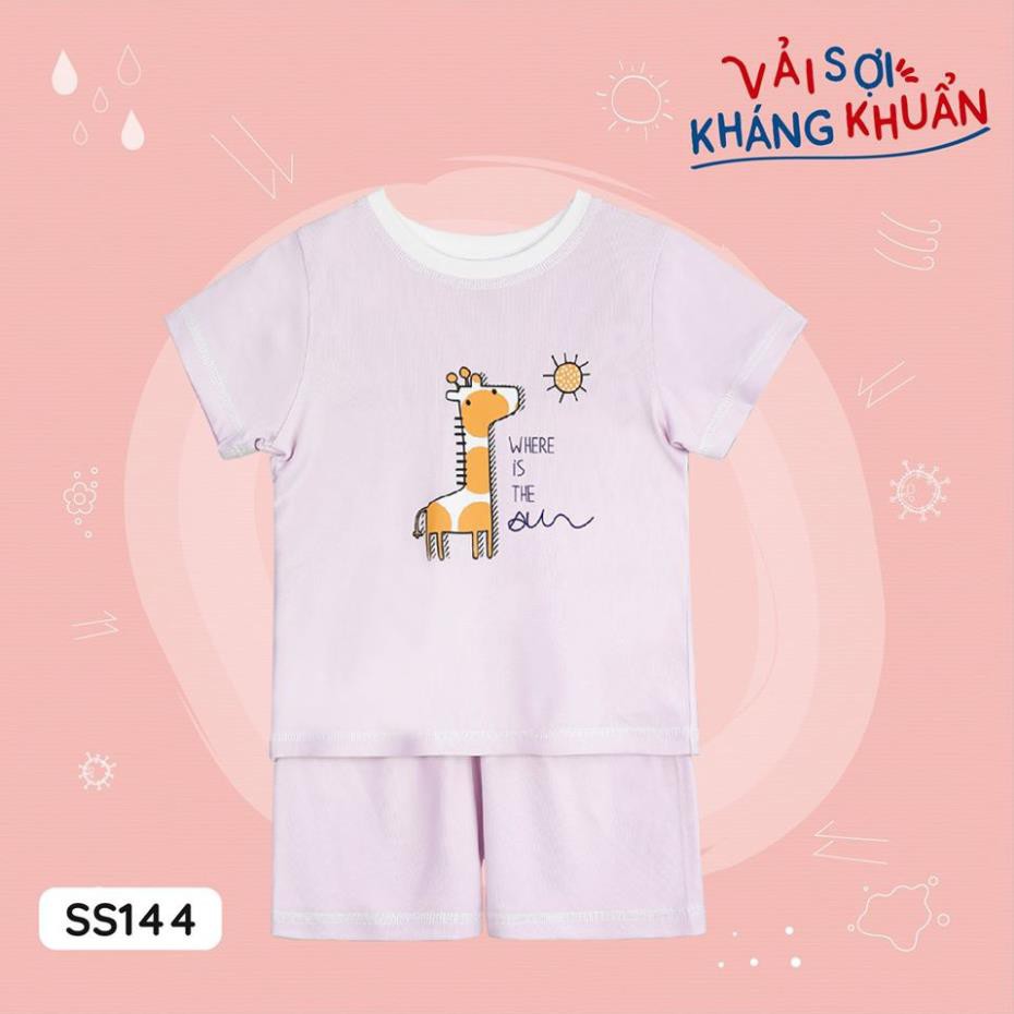 Set ngắn tay hươu cao cổ La Pomme / bộ thun co giãn cộc tay La Pomme cho bé/ Bộ thun mát mặc hè