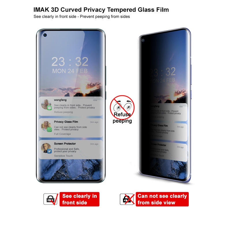 Kính cường lực Imak bề mặt cong 3d chống nhìn trộm bảo vệ màn hình Xiaomi Mi 11 Ultra Mi11 Pro