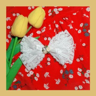 [XINH]Kẹp tóc nơ cài búi buộc tóc ren hoa phối đá lấp lánh hàn quốc bản to nhỏ dành cho tóc ngắn và tóc dài 0005