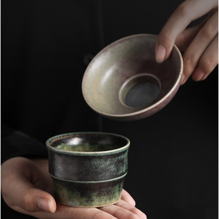 Chinese-style minimalist kiln change radiant color filter tea leak gauze tea filter bamboo joint ceramic Kung Fu tea set accessories