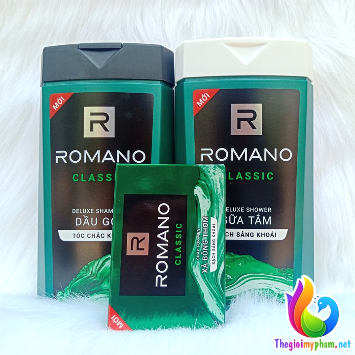 Combo Dầu Gội Romano Classic 380g và Sữa Tắm Romano Classic 380g - Tặng 1 Xà Bông Cục Romano Classic 90g