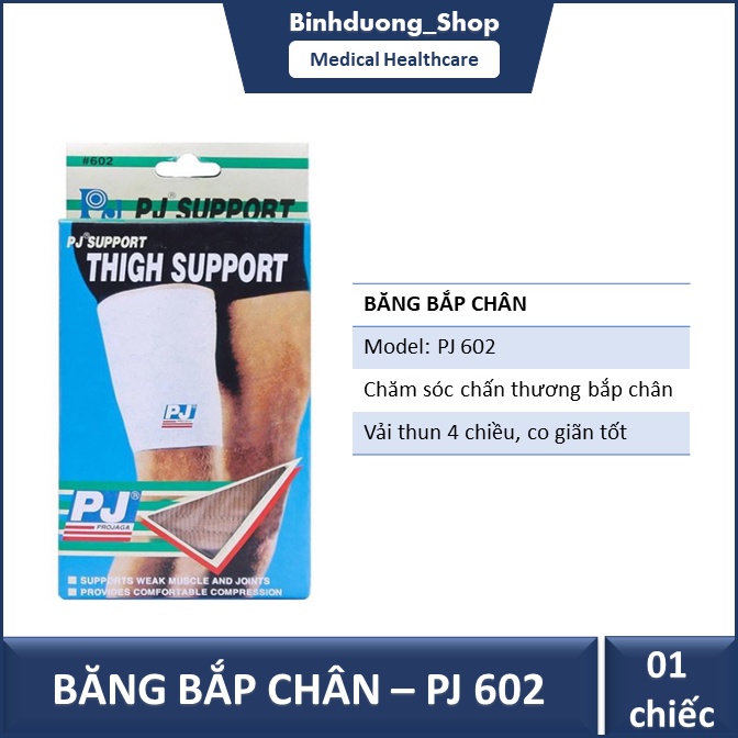 Bó đùi PJ602, băng bó cơ đùi thể thao, băng bảo vệ đùi PJ 602 cao cấp chính hãng