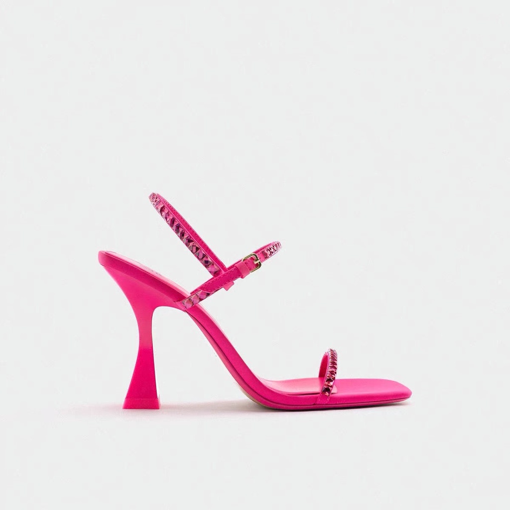 Giày Cao Gót Zara Mũi Vuông Đính Đá Trang Trí Lấp Lánh Thời Trang Hè 2022 Cho Nữ