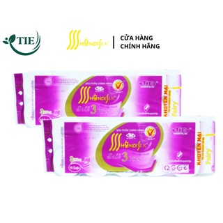 Combo 20 Cuộn Giấy Vệ Sinh Hà Nội Silk 3 Lớp 3.6kg Tím Có Lõi Mềm Mịn Tan Nhanh, Tặng Kèm 2 Bịch Giấy Rút 270 Tờ