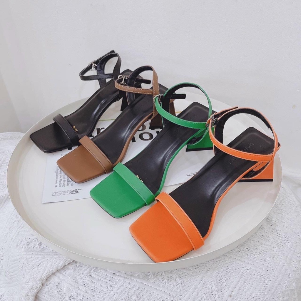 DÉP SANDAL CAO GÓT ĐẾ TAM GIÁC 5 PHÂN GÓT VUÔNG - DÉP GUỐC NỮ 5CM QUAI NGANG - DÉP GUỐC NỮ 5 PHÂN THỜI TRANG