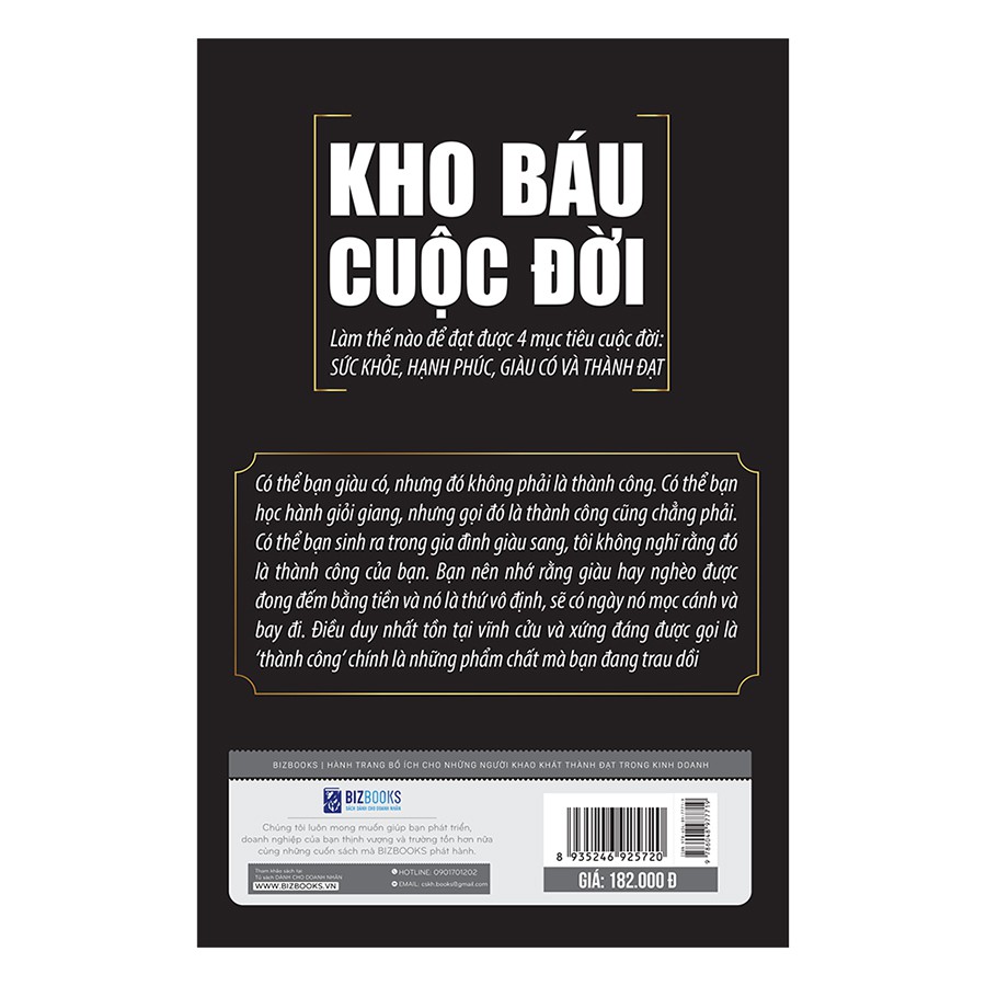 Sách -  Kho Báu Cuộc Đời - Làm Thế Nào Để Đạt Được 4 Mục Tiêu Cuộc Đời - Sức Khỏe + Hạnh Phúc + Giàu Có + Thành Đạt