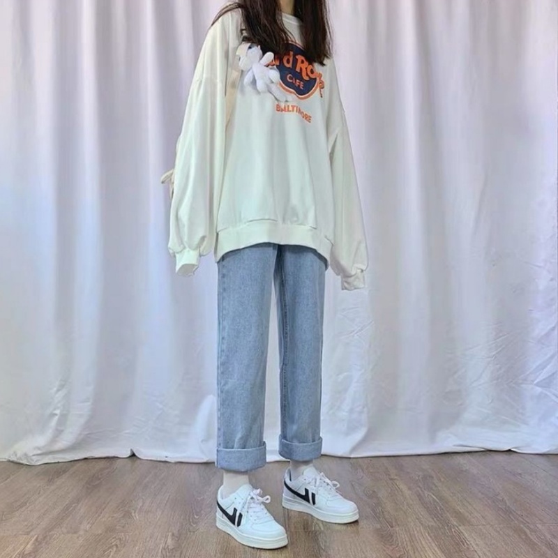 Quần Jeans nữ, Quần Jeans baggy xanh sáng ống suông, rộng, hottrend 2021-Trend Clothing!