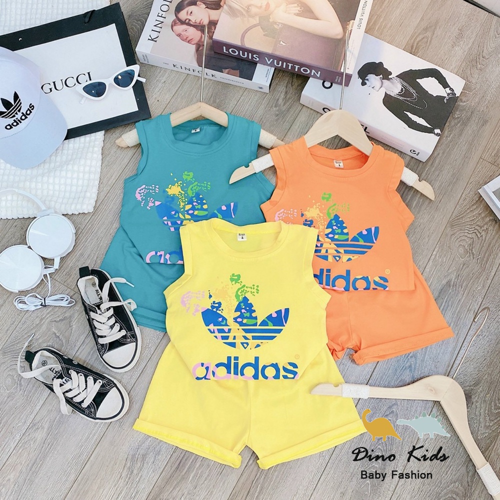 Bộ ba lỗ bé trai chất cotton QC họa tiết ba lá thấm hút mồ hôi tốt cho bé