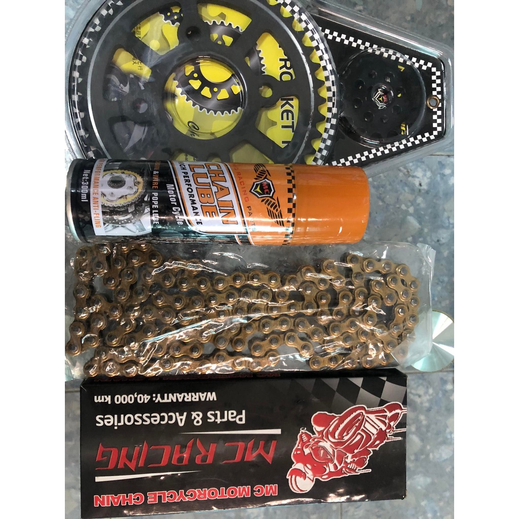 Sên Nhông Đĩa MC Racing ( Dream, Wave, Jupiter, Sirius ). Tặng 1 chai dưỡng sên 300ml khi mua bộ SNĐ MC Racing.