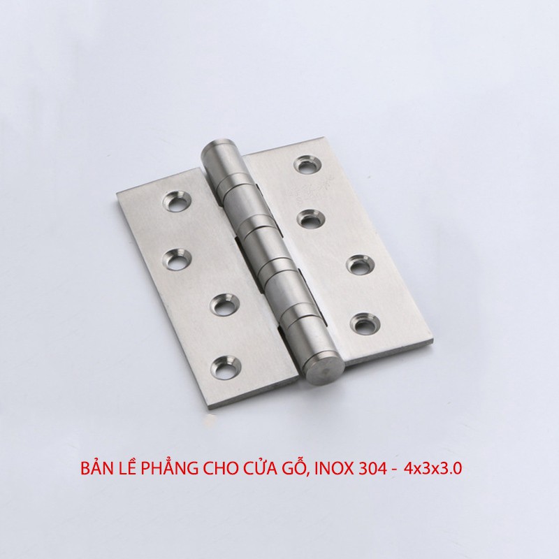Bản lề lá phẳng BLLP-4x3x3.0 bằng inox 304 loại dày 1.2mm hoặc 2.5mm tùy chọn cho cửa gỗ