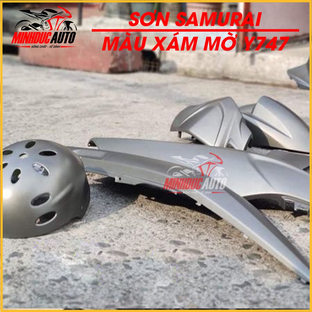 Sơn Samurai màu xám mờ Y747 chai sơn xịt chuyên dụng dành cho sơn xe máy