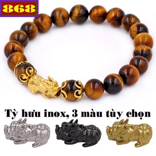 Vòng chuỗi đeo tay size 8 ly tỳ hưu inox mix 2 khía VMHVETHBK8