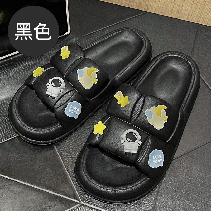 Dép quai ngang nữ, Dép bánh mỳ quai ngang PHI HÀNH GIA- 2 màu đen trắng